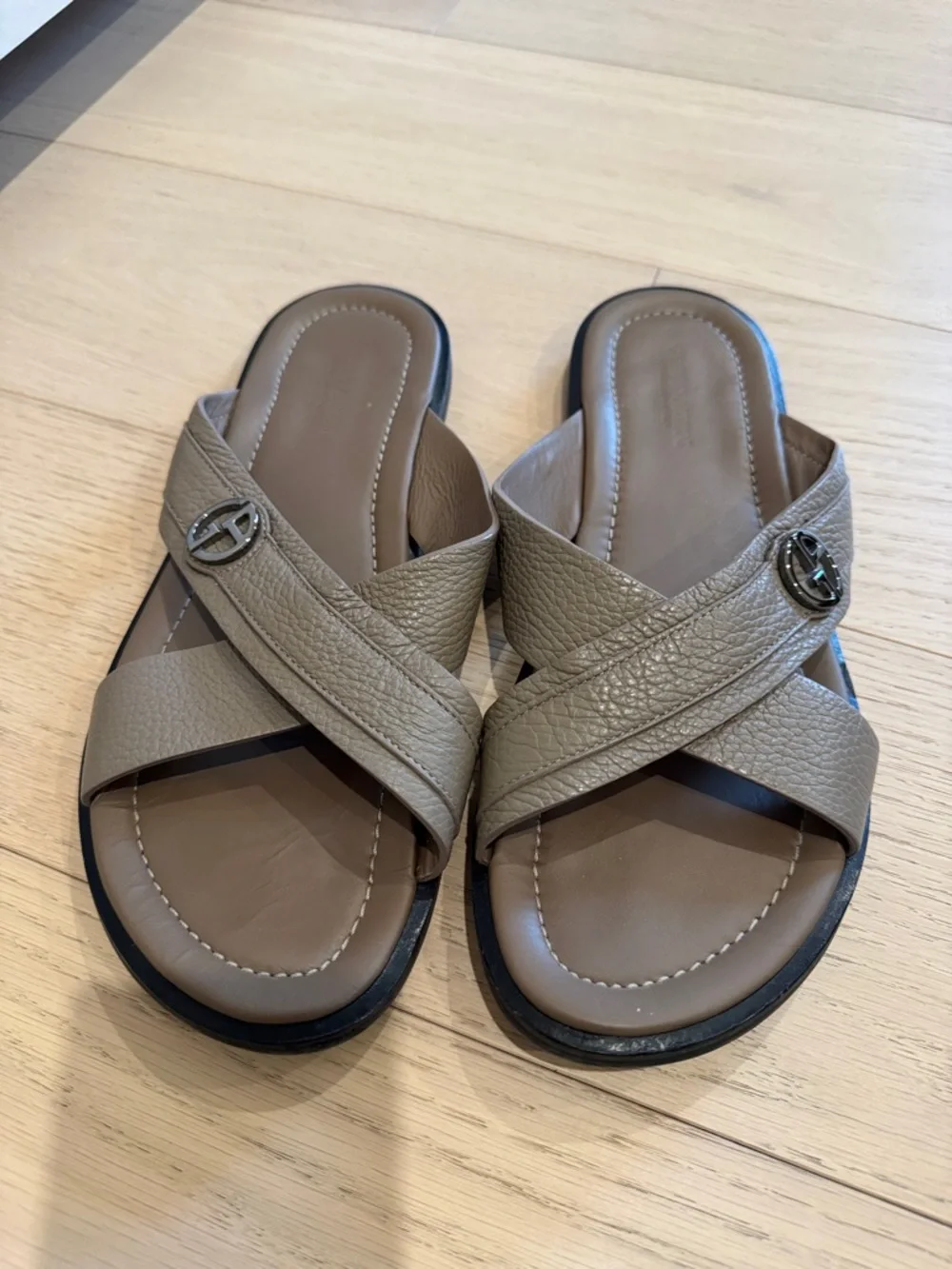 Giorgio Armani Taupe Leather Sandals Men size 8